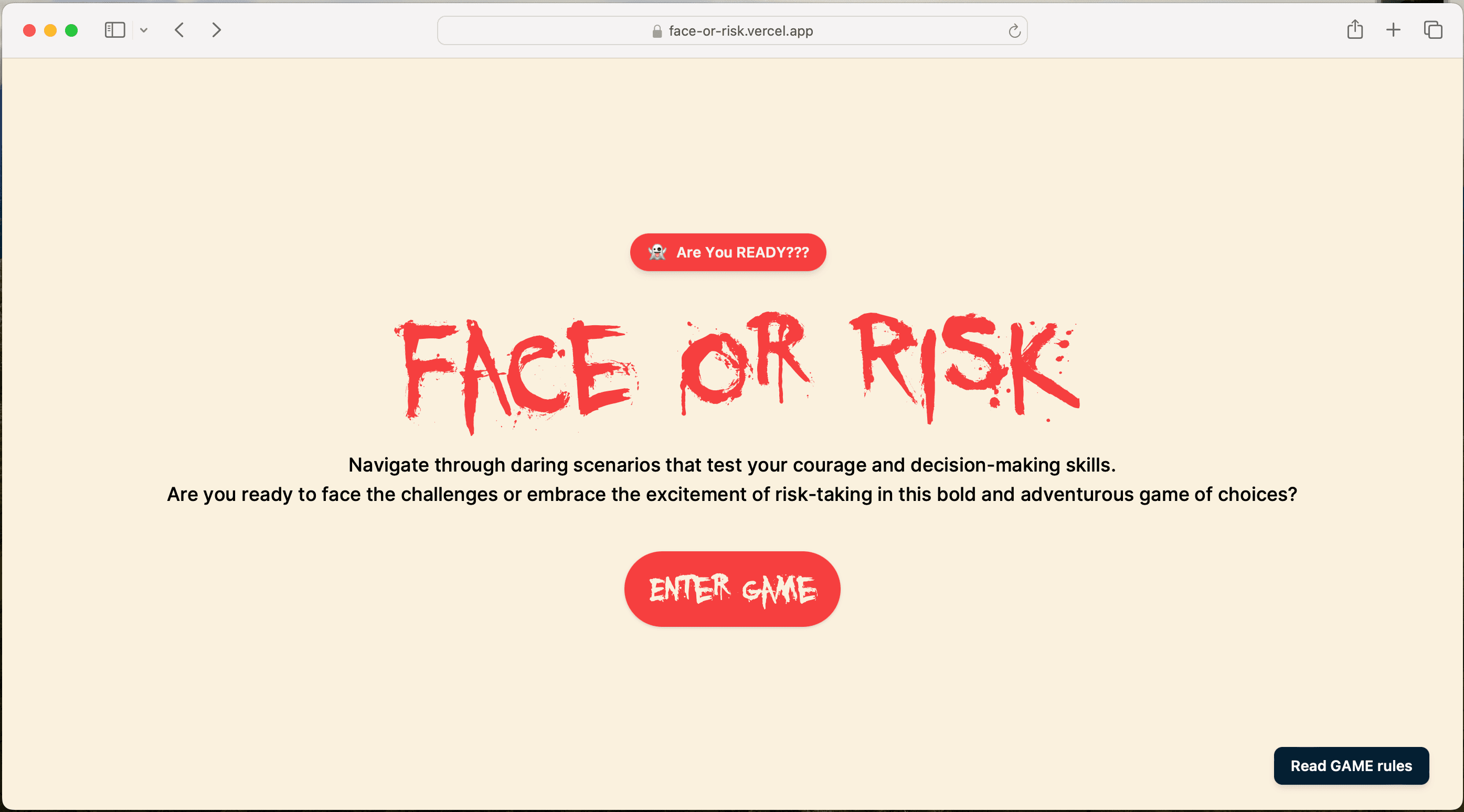 Face Or Risk - Game